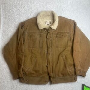 Vintage David‎ Hunter Sherpa lined full zip men's brown work jacket bomber xl